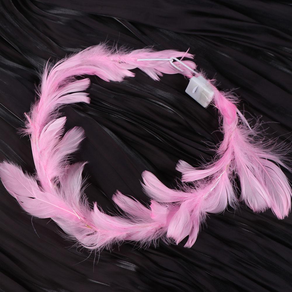 Christmas White Feather Luminous Garland New Year Women Hairband LED Feather Headband Party