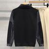 Men's Fake Two-Piece Sweater with Shirt Collar: 2025 Spring/Autumn Patchwork Knitwear Trendy Jacket