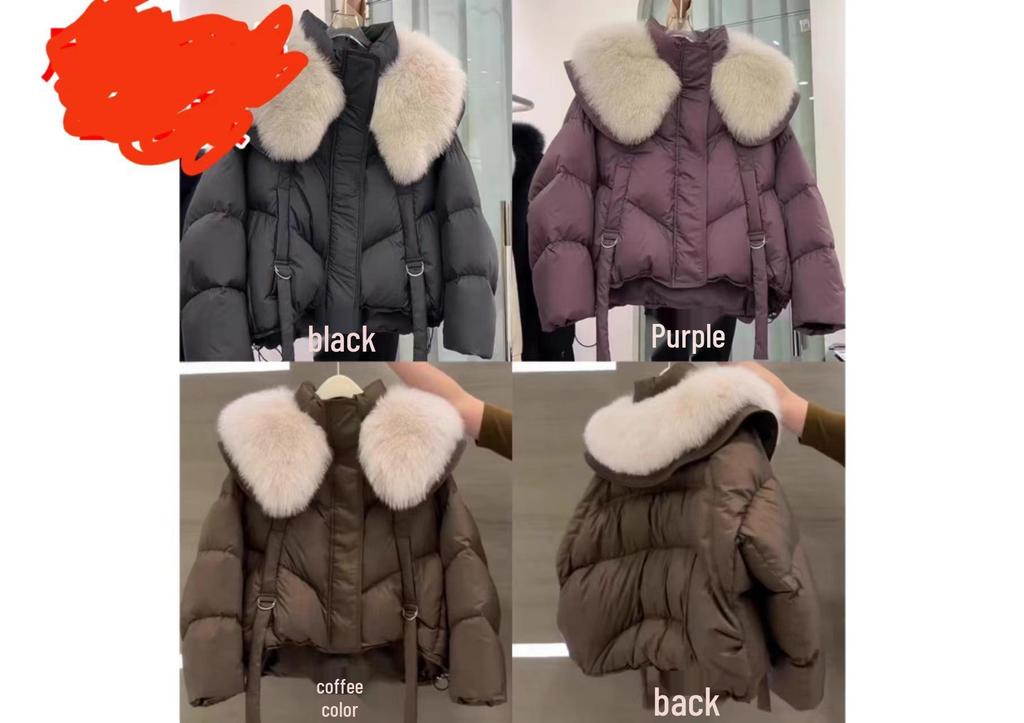 Winter 2025 Mode Dicke Baumwolljacke mit großem Pelzkragen - Petite Schlankmachender Stil