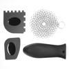 Stainless Steel Cast Iron Cleaner Scrubber Toothed Scraper Pot Handle Cover Kitchen Cleaning Kit