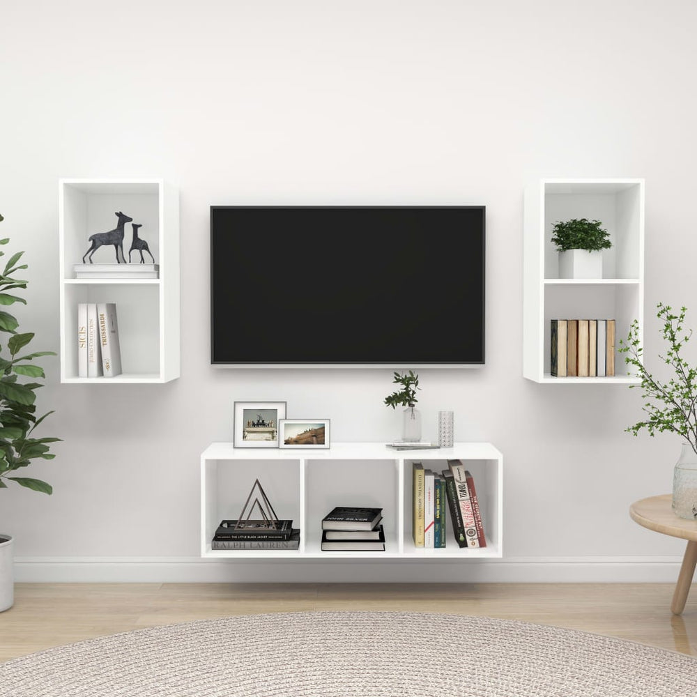 Ensemble de meuble TV 3 pcs  Bois d'ingénierie