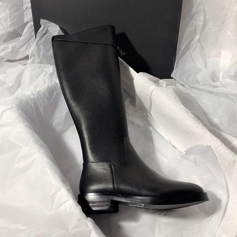 Fashion Round Toe Leather Zipper Ladies Knee High Shaft Shoes 2025 New Pu Trend Footwear Gyaru Gothic Hot Y2k Fashion Women's Long Boots
