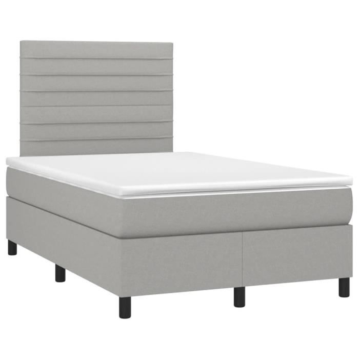 VidaXL Lit à sommier tapissier avec matelas Gris clair 120x200cm Tissu - Modèle 3141841