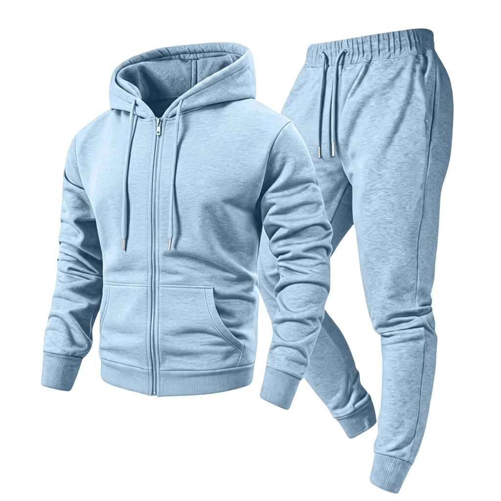 Men's 2 Piece Hoodie Jacket and Cargo Pants Set Casual Athletic Track Suit with Elastic Waist Multi-Pocket Jogger Pants