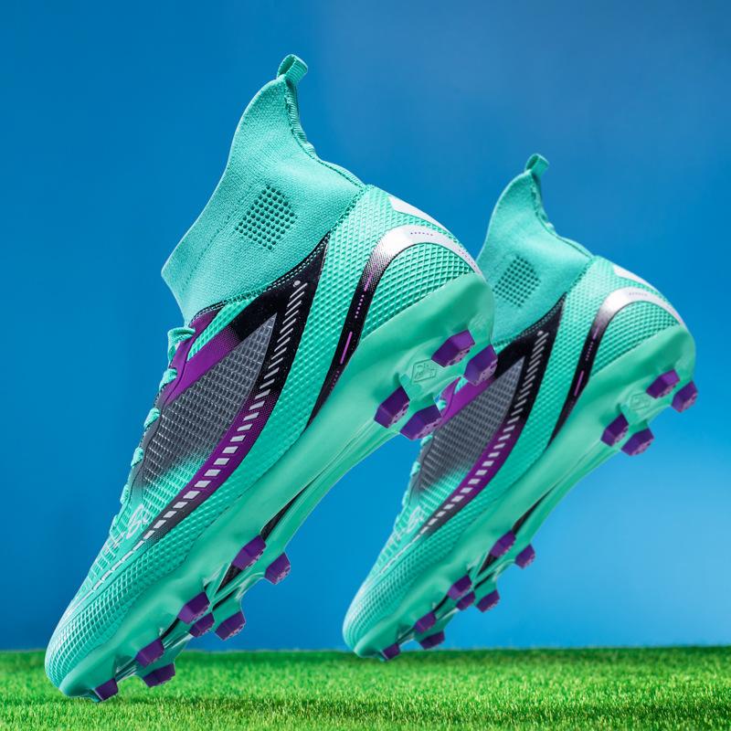 

High-top football shoes autumn youth artificial grass spikes primary and secondary school students competition professional equipment 46 зелёный