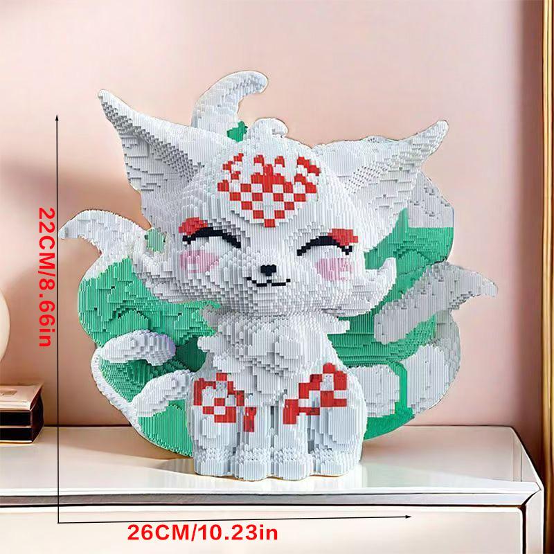 5682-teiliges grünes neunschwänziges Fuchs-Bausteinset, Partyspiele, Büro- und Heimdekoration, DIY-Handgemachtes Set, kreatives Bauspielzeug