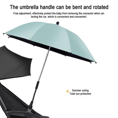 Baby Stroller Umbrella with Clamp UPF 50+ Sun UV Protection Adjustable Waterproof Windproof Universal Outdoor UV Blocking Pram Parasol