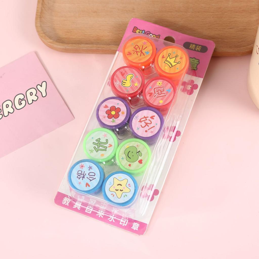 Children's Cartoons Encourage Comments Stamps Kindergarten Teachers Stamp Colored Tap Water Stamp Toys