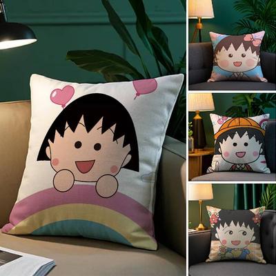Cartoon Niedlich C-Chibi Maruko-chan Kissenbezug Plüschstoff Weicher Kissenbezug Beidseitiger Druck Sofa Kissenbezug Überwurf