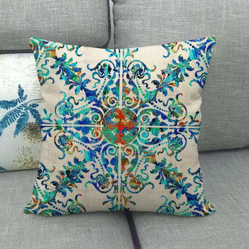 Bohemian Geometric Patterns Digital Printing Short Plush Pillow Covers For Car Sofa Office Cushion Cover Home Goods
