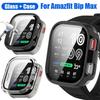 Vetro Temperato+Custodia per Amazfit BIP Max Pellicola Protettiva per Schermo Bumper Antigraffio Cover Protettiva in PC per Accessori Amazfit Bip Max