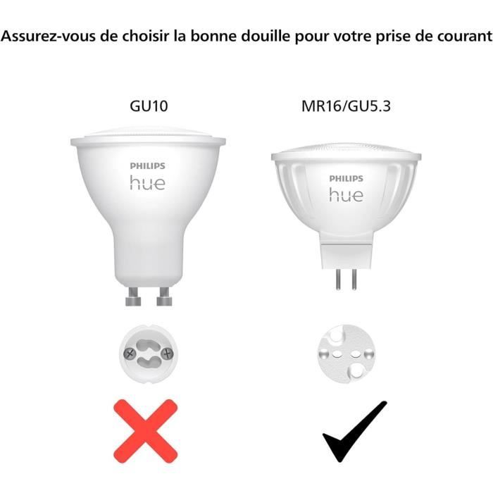 Ampoule connectée - PHILIPS HUE - MR16 - Lumière blanche - Compatible bluetooth - Fonctionne avec App et voix