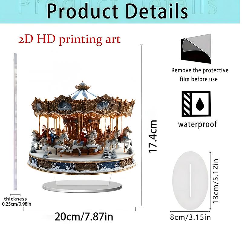

2D Плоский Різдвяний Веселий Карусель Різдвяна Сцена Фестивальний Декор Спальня Офіс Настільні Прикраси Домашній Декор Різдвяні Подарунки