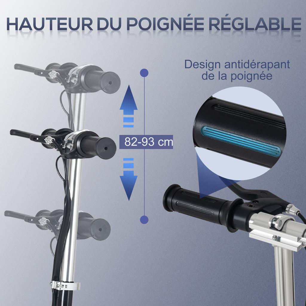 Monopattino elettrico pieghevole per bambini 7+ anni, 120W Velocità massima 12 km/h, 75x36x82-93 cm Nero