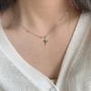 Classic Simple Four-pointed Star Pendant Necklace for Women Temperament Trend Silver Color Stainless Steel Cross Chokers Jewelry
