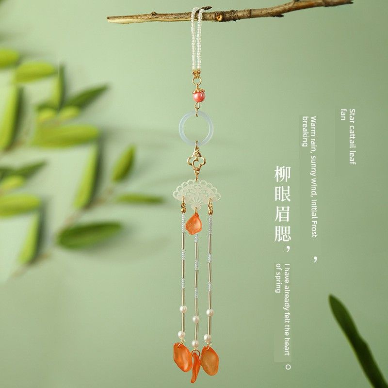 

Элегантная подвеска-брошь одежда ханьцев ципао чайная одежда кисточка китайский макияж украшение застежка украшения новый китайский стиль Star cattail leaf fan