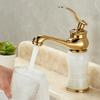 Gold Faucet Wall Mount Bathroom Washbasin Sink Faucet Brass Jade Crystal Cold Hot Mixer Taps Torneira ZR251