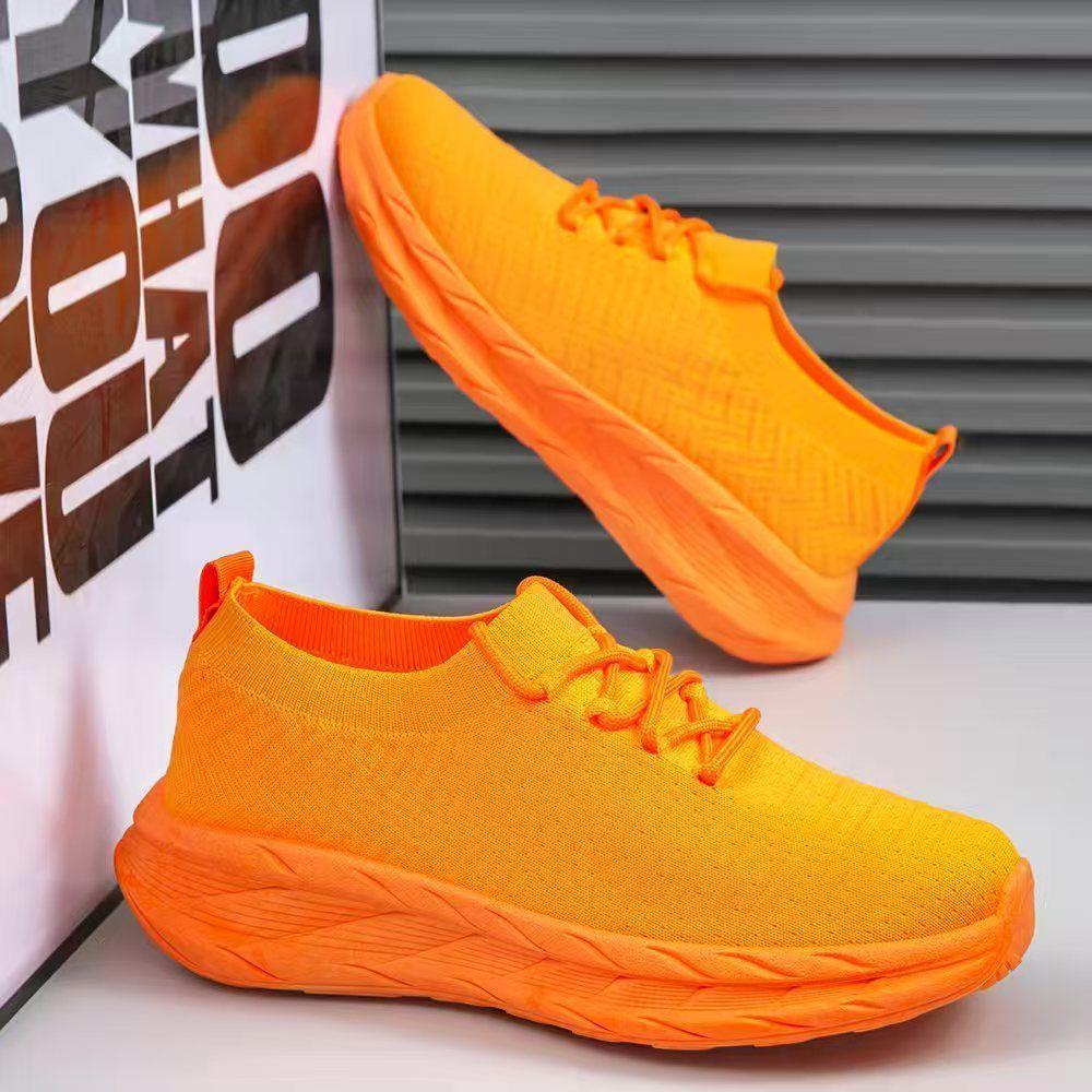 

New autumn shoes breathable mesh sports casual shoes platform heightening running shoes student shoes 44 помаранчевий