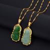 Anniyo Green Guanyin Pendant Necklace Chinese Style Buddhist Ornament Maitreya Buddha Amulet Hinduism #003136