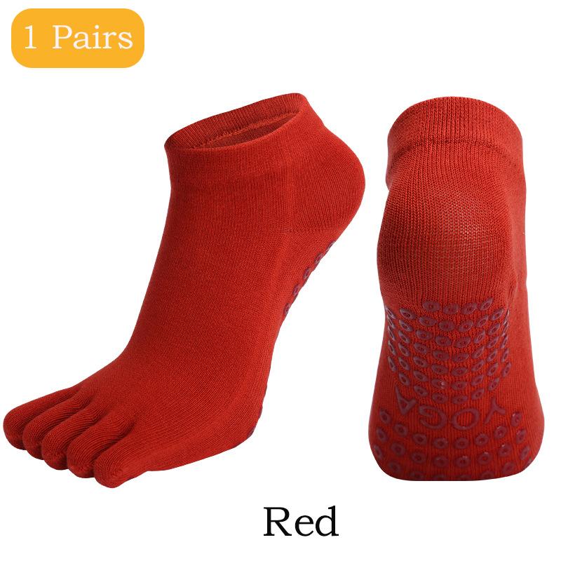 

2 пары носков для йоги, нескользящие женские носки для пилатеса, дышащие носки с пятью пальцами для йоги, хлопковые носки для балета, танцев, фитнеса, для пола, спортивные носки