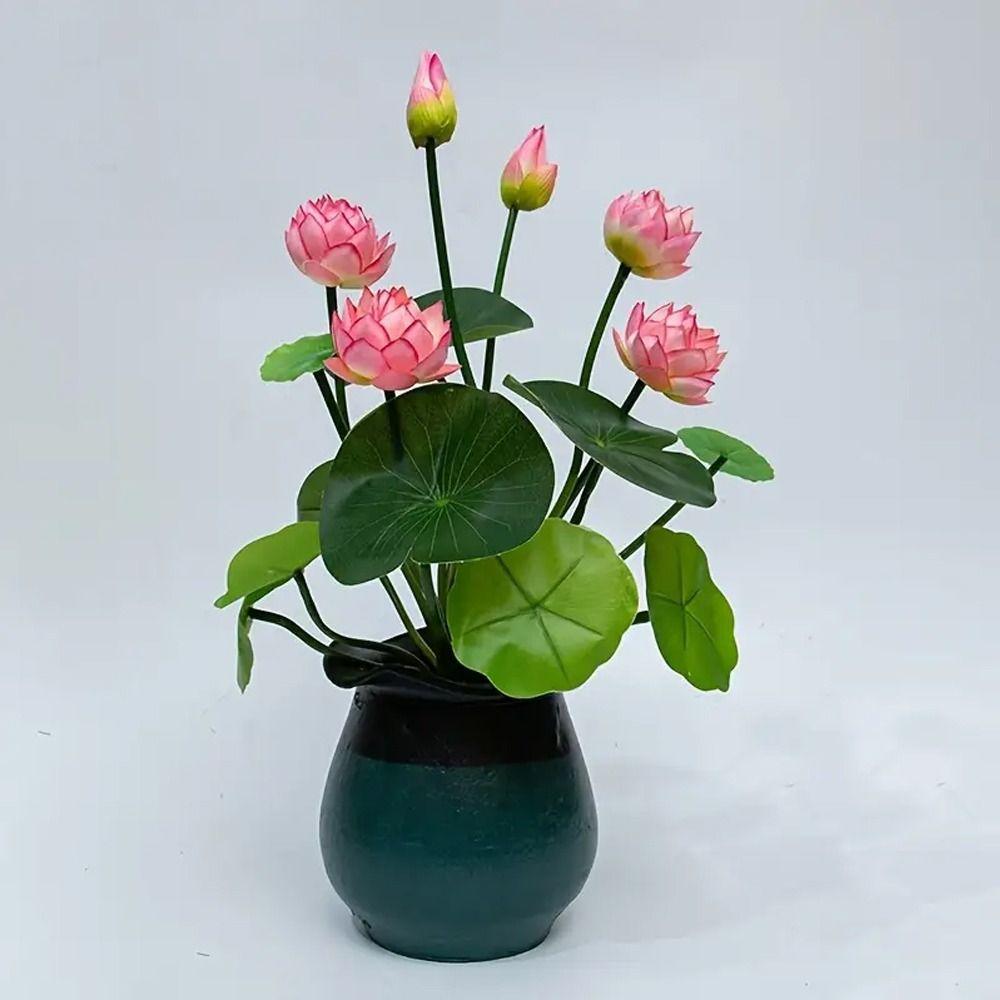 Vivid Simulation Lotus Leaf Pot Plastic Artificial Lotus Flower  Spring Home Office