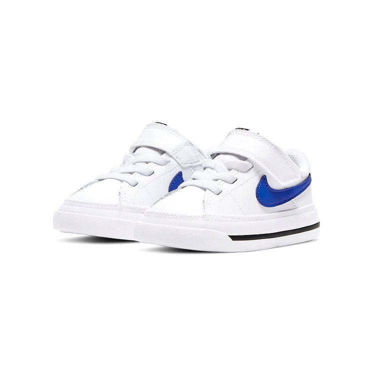 Nike Court Legacy Slip Resistant Abrasion Resistant Low Top Toddler Shoes White Blue Black Infant And Toddler DA5382-101