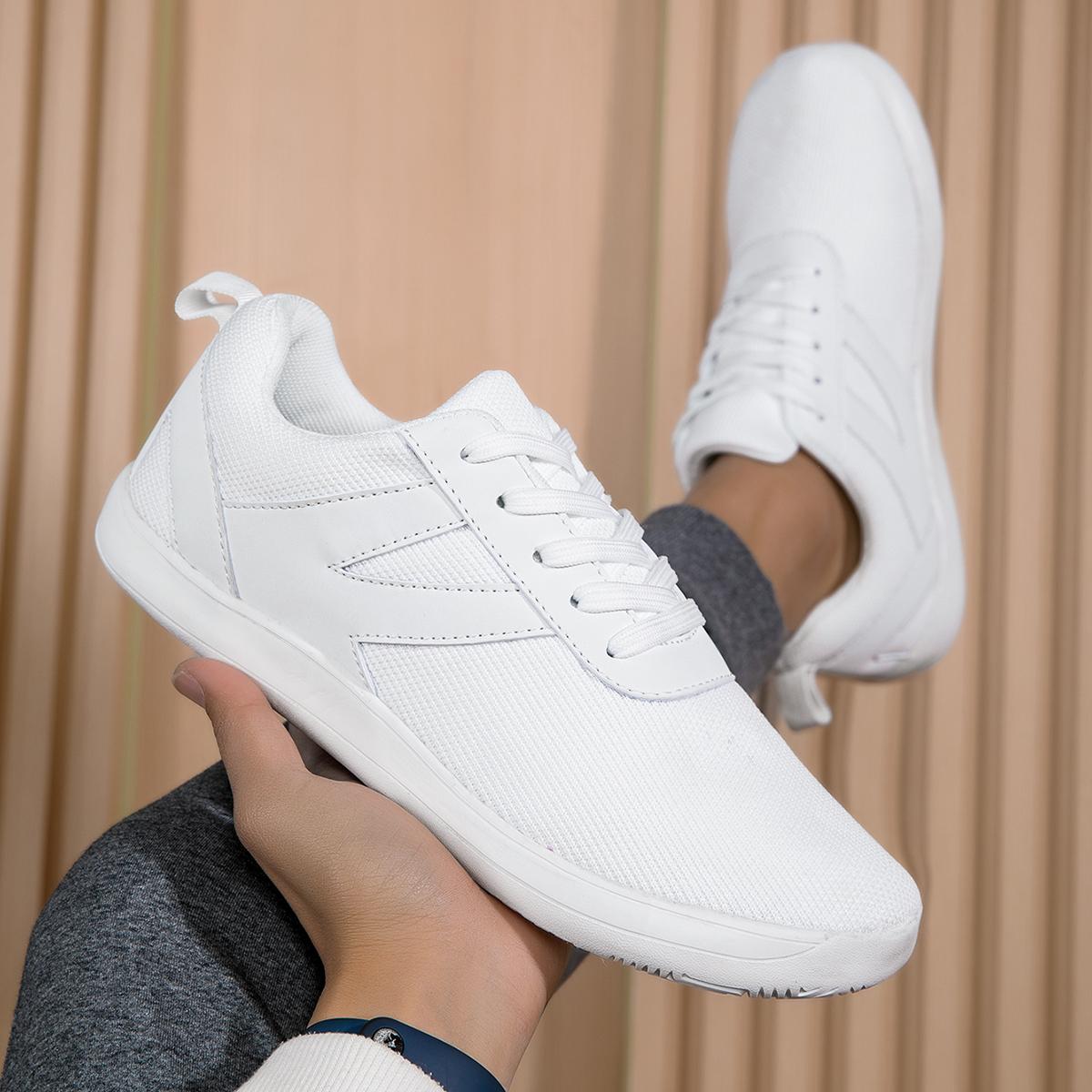 

Чоловіче повсякденне спортивне взуття дихаюче літнє легке М яка підошва комфорт вуличне взуття для бігу модне студентське сітчасте великого розміру 36 білий