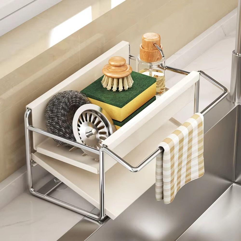 Carbon Steel/Stainless Steel Sponge Holder Auto Drain Tray Storage Rack  Kitchen Use