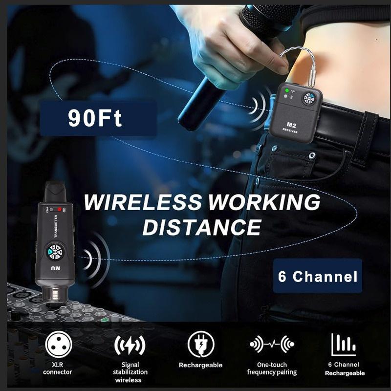 2.4G Mono/Stereo Wireless in Ear Monitor System with Transmitter Clip on Receiver Stage Monitoring for Singer/Musicians/Live Performance