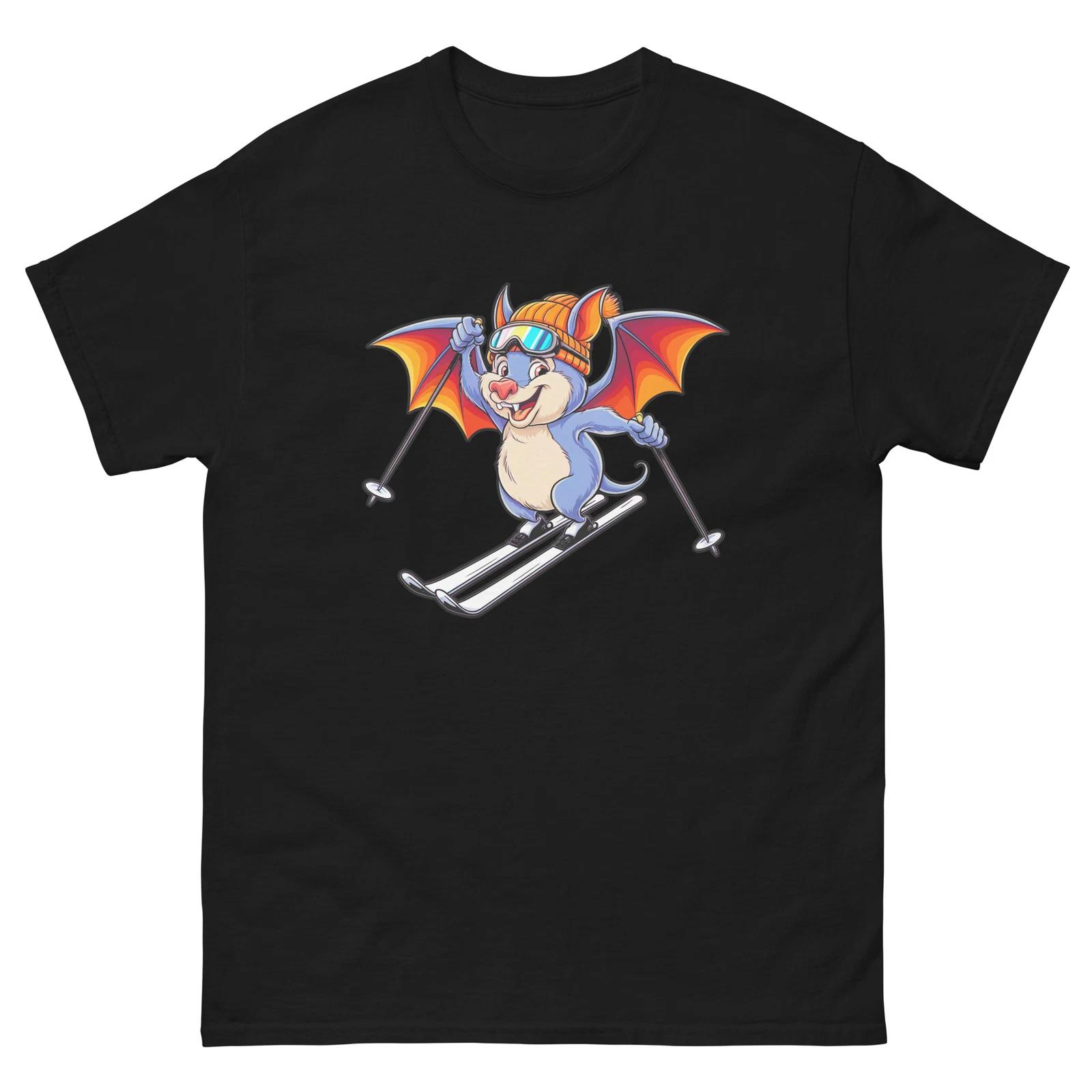 

Bat Skiing Skier Fun Cartoon Ski Shirt T-Shirt S