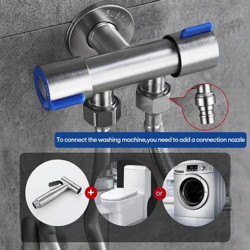 Bathroom toilet matching bidet spray set, one in two out double control double out faucet, with 1.5M flexible hose