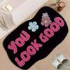 Cartoon Letter Imitation Cashmere Floor Mat for Home Use, Dirt Resistant Floor Mat for Bathroom, Absorbent Foot Mat
