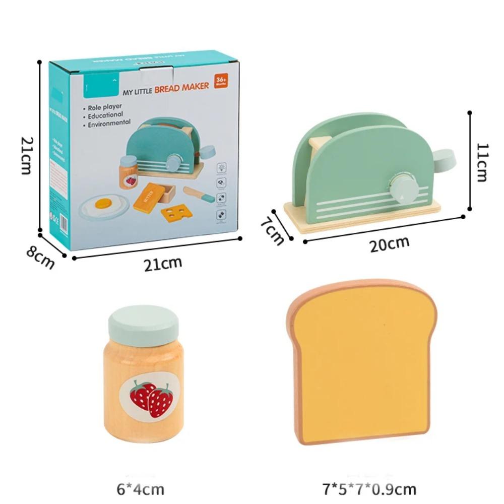 Wooden Simulation Kitchen Toy Set Pretend To Cook Play House Early Education Toy Bread Machine for Kids