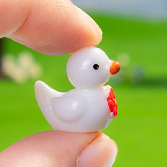 12Pcs Mini Resin Floral Ducks Colorful Miniature Duck Figurines Cute Mini Animal Collectibles for Fairy Garden Decor DIY Crafts Fish Tank Decoration