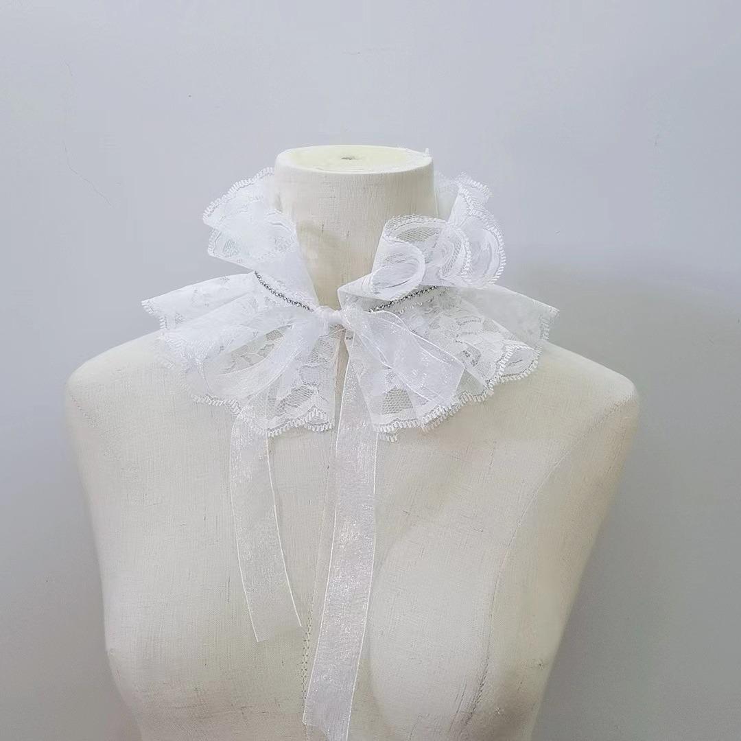 

Sweater decorative Collar for women Neck Ruff Tulle Scarf Layered Floral Lace False Fake Collar