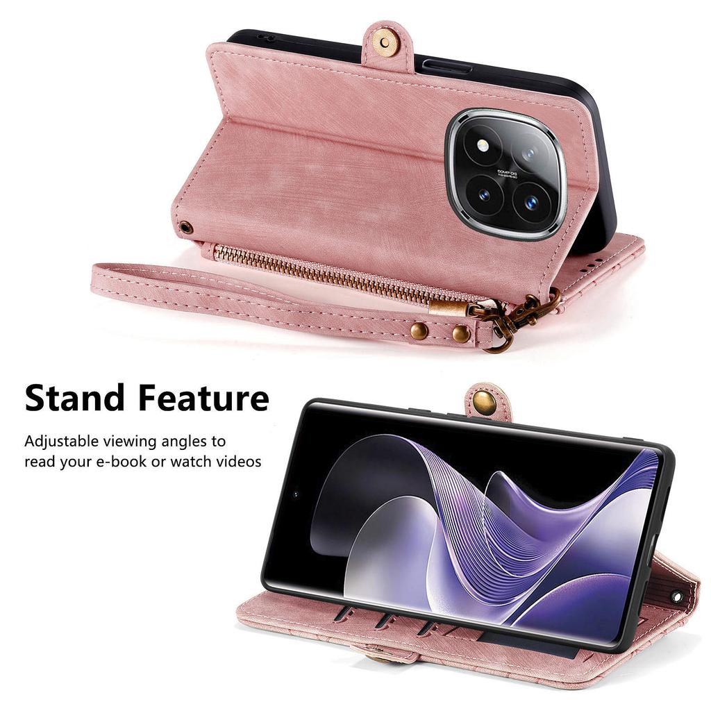 Etui na Xiaomi Redmi Note 14 Pro+ 5G Portfel na zamek błyskawiczny Linie Geometryczne Skórzany Pokrowiec na Telefon