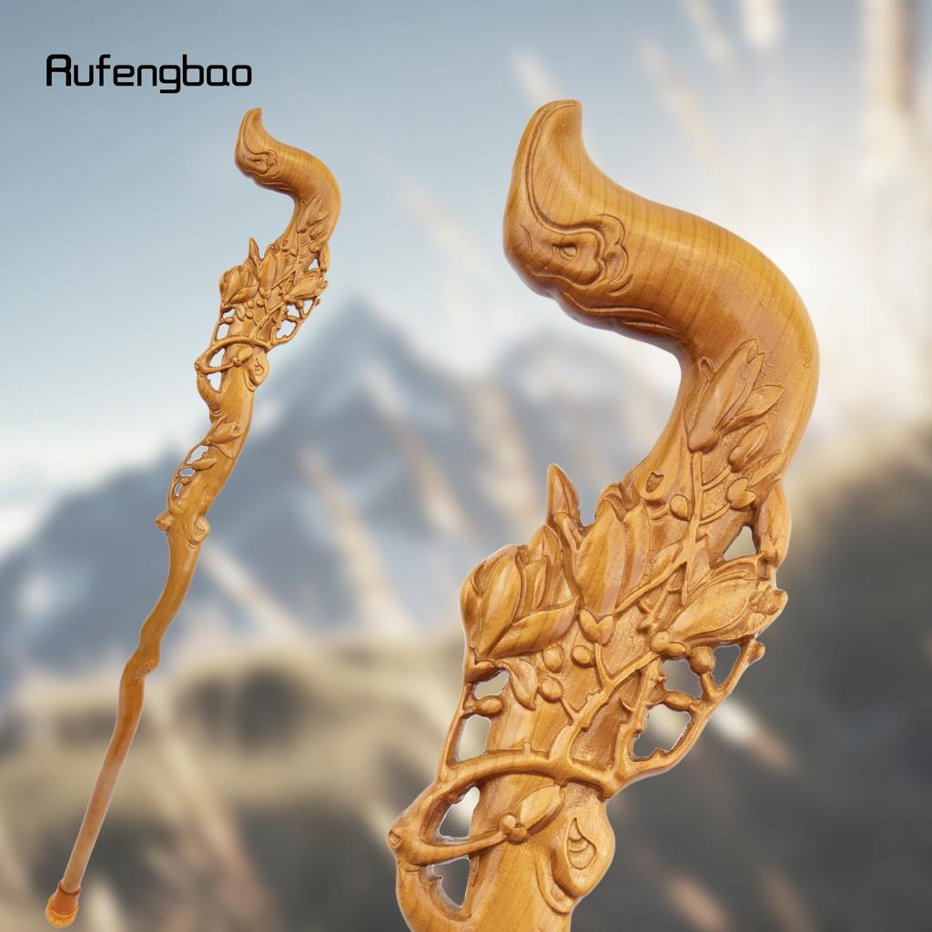 Yellow Flower Wooden Single Joint Fashion Wood Stick Decorative Cospaly Cane Halloween Crutch Wand Crosier 95cm