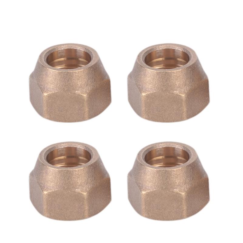 Brass Tube Nut for Car Air-Conditioning Line Service, Six-Sided 4 Pack Fitting for Vehicle and Motorcycle Use Work
