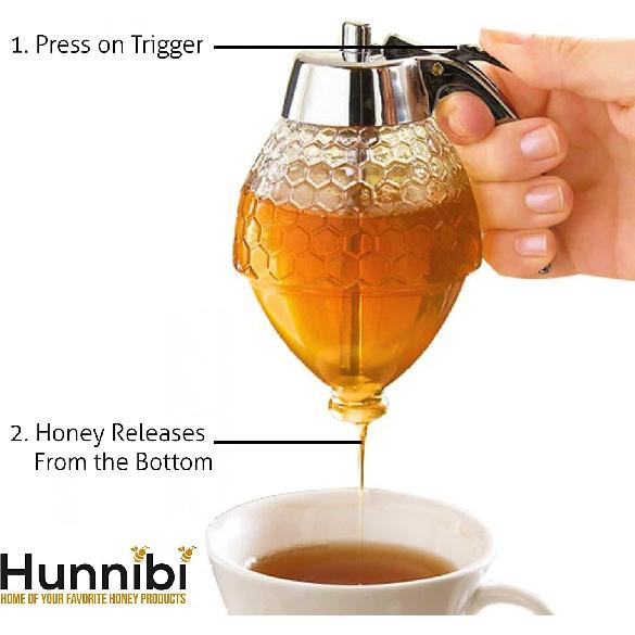 Honey Dispenser - Drip Free 8 Oz - Honey Pour Dispenser, Syrup Dispenser Acrylic Honey Jar Drip Free Honey Pour Bottle Dispenser Honey Dispenser -