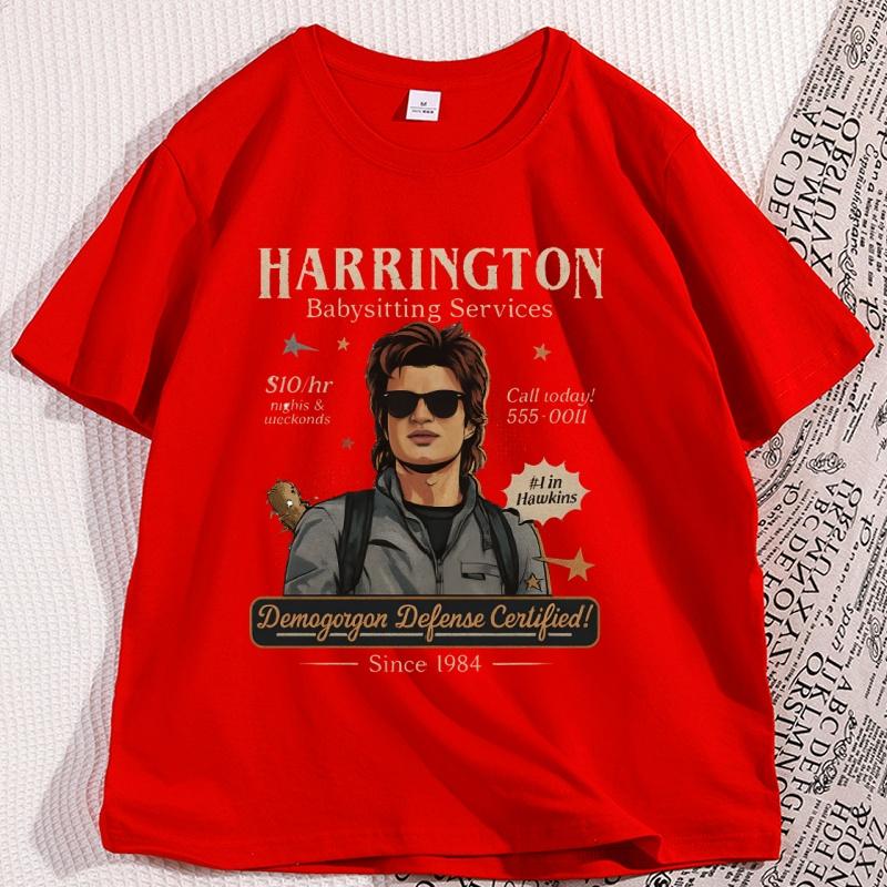 Babysitter Harrington T Shirt Short Sleeve Round Neck Mom of The Year St5 Stranger Movie T-shirt Cotton Oversized Streetwear