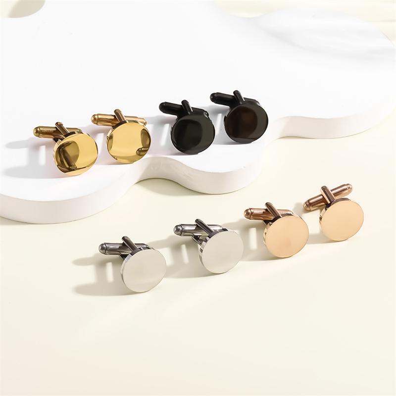 Round Stainless Steel 15Mm Mirror-Polished Men'S Cufflinks