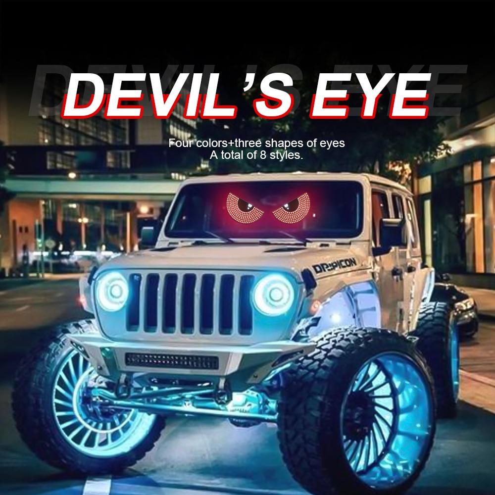 2Pcs Car LED Decorative Light Devil's Eye Strobe USB Red Plug-in Devil Eye Atmosphere Lamp Rear Warning Lamp for Car Windshield