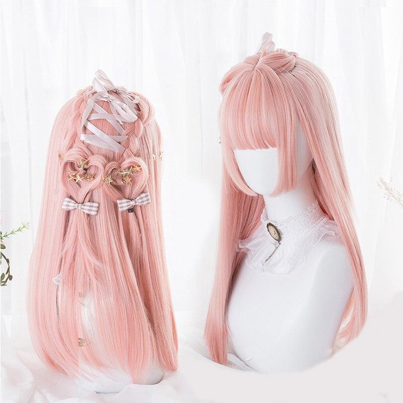Halloween Long Curly Hair Lolita Wig Women's Synthetic Hair Heat-Resistant Fiber Red Blond Black Blue Pink Wig Cosplay LUPU