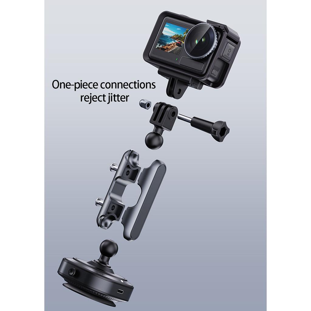 Shockproof Aluminum Alloy Electric Car Suction Cup Mount For Dashboard Camera With 2Prong Connectors Adjustable Angles