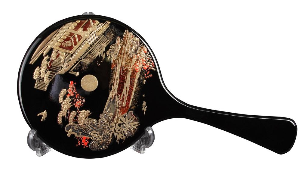 Maeju Lacquerware Hatsune Hand Mirror with Stand (B) 4L-207