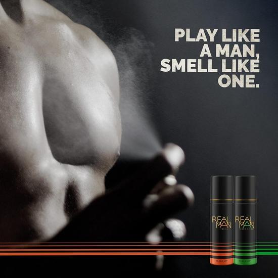 Fogg Realman Deodorant Fresh, Aerosol For Men, Thrill + Sprit - 400Ml (Pack Of 2)