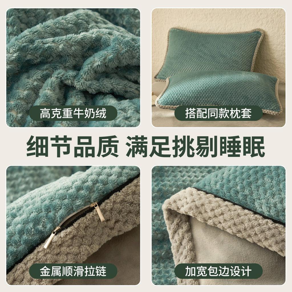Thickened Milk Fleece Coral Fleece Bed Four-Piece Set Flannel Quilt Cover Bed Sheet Three-Piece Set