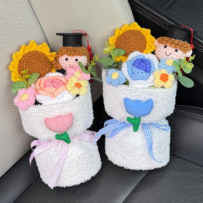 Handmade Artificial Flowers Graduation Sunflower Bouquets Diy Bouquet Crochet Flowers Valentine'S Mother'S Day Birthday Gift Items