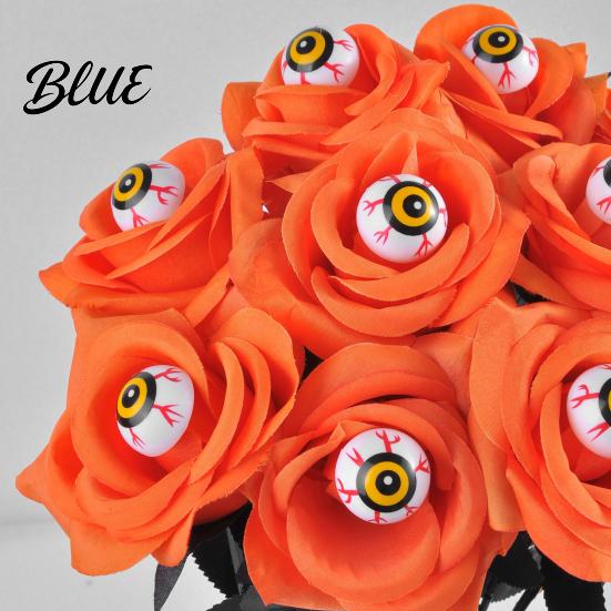 Long-lasting Artificial Roses Halloween Flowers with Eyeball Fake Bouquet Roses Realistic Plants Stems for Vase Arrangements Table Decorations Silk