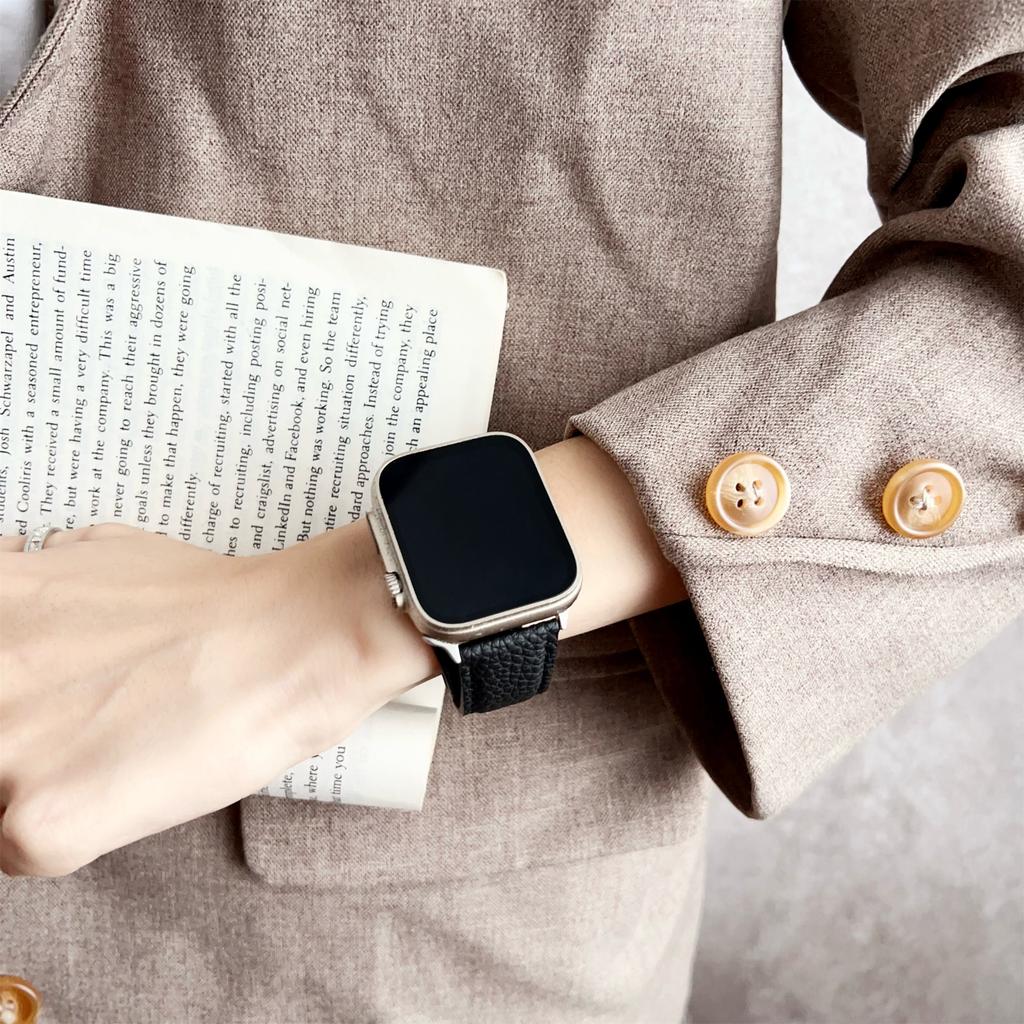 Ersatzarmband für Apple Watch Serie 10 9 8 7 SE 6 5 4 3 2 1 42mm 41mm 40mm 38mm Leder Uhrenarmband mit Bambusmuster